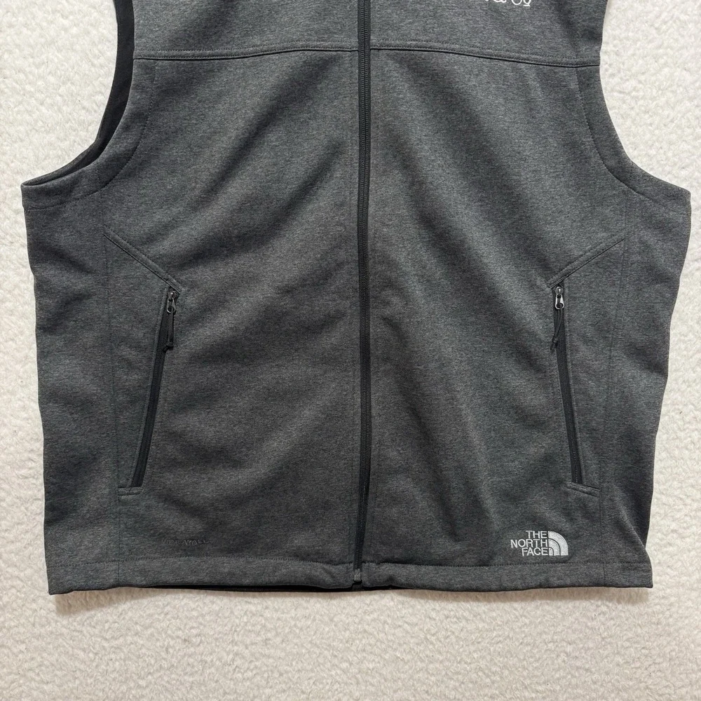 The North Face Mens Sz XL‎ Gray Puffer Vest Full Zip Pockets Corp Logo
